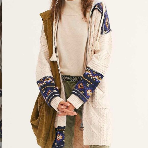 Free People Capture The Moment Confetti Hooded Zip Up Cardigan Coat Womens z S - Picture 4 of 14